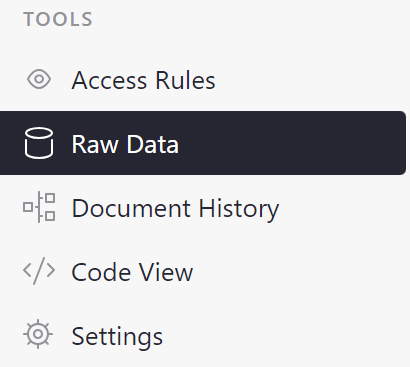 Raw Data in Menu